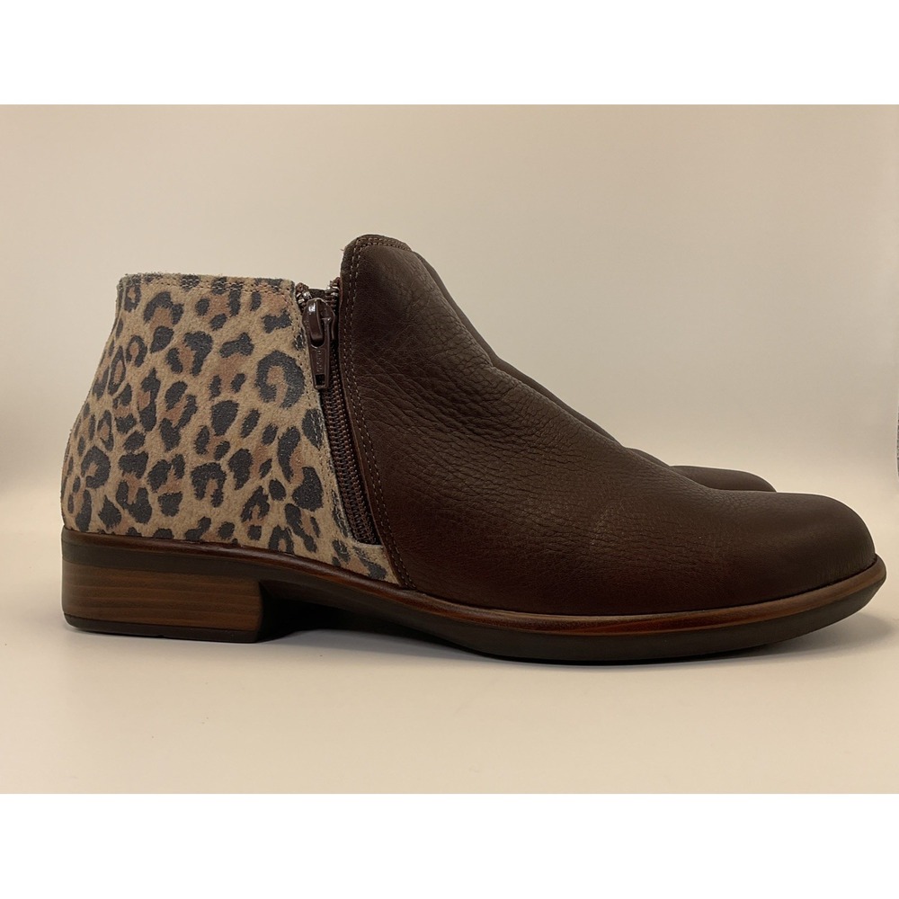 Naot Womens Helm Boots Size 40 9 Brown Leather Cheetah Comfort Ankle Booties